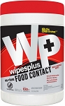 WipesPlus 33808 - Food Contact Multi-Surface Wipes, 100 Count Canister, (Case of 12 Canisters)