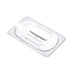 Araven 84022 - Universal Contact Lid, GN 1/4 size, notched, polycarbonate, clear, (Case of 6)