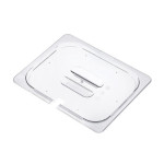 Araven 84038 - Universal Contact Lid, GN 1/2 size, notched, polycarbonate, clear, (Case of 6)