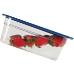 Carlisle 3058160 - Smart Lid Food Pan Lid, fits all 1/4 size pans, solid, rounded rim, blue, (Case of 6)