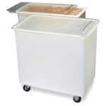 Carlisle BIN3602 - Mobile Ingredient Bin, 36 gallon, clear sliding lid, polyethylene, white