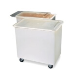 Carlisle BIN4402 - Mobile Ingredient Bin, 44 gallon, clear sliding lid, polyethylene, white