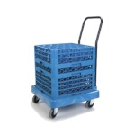 Carlisle C2236H14 - Glass Rack Dolly, 350 lb. capacity, with push handle, single-stack, blue