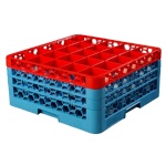 Carlisle RG25-3C410 - Dishwasher Glass Rack, 25-compartments with (3) extenders, full-size, red/blue, (Case of 2)
