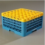 Carlisle RG36-4C411 - Dishwasher Glass Rack, 36-compartments with (4) extenders, full-size, yellow/blue, (Case of 2)