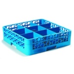 Carlisle RG9-114 - Dishwasher Glass Rack, 9-compartments with (1) extender, full-size, blue, (Case of 4)