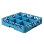 Carlisle RG914 - Dishwasher Glass Rack, 9-compartments, full-size, blue, (Case of 6)