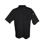 John Ritzenthaler CS006BK-XL - Cook Shirt, X-large, short sleeve, chest pocket, black