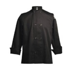 John Ritzenthaler J061BK-L - Chef's Jacket, large, double breasted, long sleeve, black