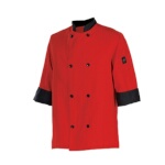 John Ritzenthaler J134TM-L - Chef's Jacket, large, 3/4 sleeve, double breasted, red