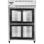 Continental 2RNSSSGDHD - Reach-In Refrigerator, two-section, narrow sliding glass half doors