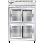Continental 2RSNSASGDHD - Reach-In Refrigerator, two-section, shallow depth, narrow sliding glass half doors
