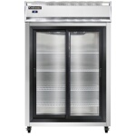 Continental 2RSNSGD - Reach-In Refrigerator, two-section, shallow depth, narrow sliding glass doors