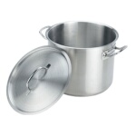 Crestware SSPOT12 - Induction Stock Pot & Cover, 12 qt., 18/0 stainless steel with aluminum-clad bottom (Case of 2)