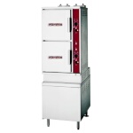 Crown Steam GSX-10HE - Convection Steamer, gas, (2) compartments, (10) pan total, cabinet base