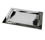 Eastern 5493 - Rectangular Hammered Stainless Steel Tray, 18 x 12 in.