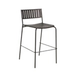 EMU E148 - Bridge Barstool, armless, outdoor/indoor, steel slat back and seat, foot rest