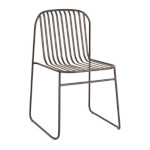 EMU E434 - Riviera Stacking Side Chair, outdoor/indoor, slatted wrought iron back and seat