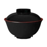GET B-123-F - Fuji Bowl, 12 oz., round, with lid, melamine, red/black, (Case of 12)