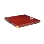 GET LUX-2121-M - Room Service Tray, 21 inch, square, hardwood, mahogany, (Case of 2)
