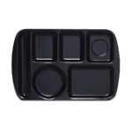 GET TL-151-BK - Cafeteria Tray, 15 x 9-1/2 inch, 6 sections, left-hand, black, (Case of 12)