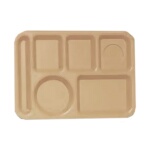 GET TL-153-T - Cafeteria Tray, 14 x 10 inch, 6 sections, left-hand, tan, (Case of 12)