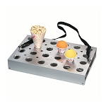 Gold Medal 1072 - 24 Hole Universal Vending Tray with Strap and Drip Pan, Aluminum