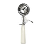 Browne 573310 - Disher, size 10, 3.42 oz., 18/8 stainless steel, poly handle, cream/ivory