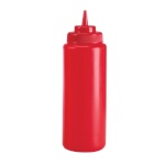 Browne 57801605 - Squeeze Bottle, 16 oz., wide mouth, no drip tip, polyethylene, red