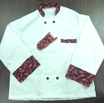 Intedge 345CPL - Chef coat w/chili pepper design, large, double breasted, one pocket