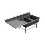 John Boos 2PB2028-1D20L - Two Compartment Sink, 64 x 33-1/2 inch, (1) drain board
