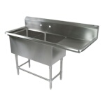 John Boos 2PB24-1D30R - Two Compartment Sink, 82 x 29-1/2 inch, (1) drainboard