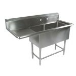 John Boos 2PB244-1D30L - Two Compartment Sink, 82 x 29-1/2 inch, (1) drainboard