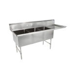 John Boos 3B16204-1D18R - Three Compartment Sink, 70 x 25-1/2 x 43 inch, (1) drainboard