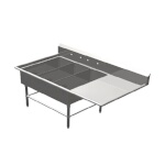 John Boos 3PB14314-1D30R - Three Compartment Sink, 76-3/16