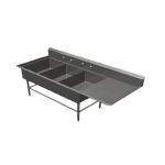 John Boos 3PB20284-1D20R - Three Compartment Sink, 84 x 33-1/2 inch, (1) drain board