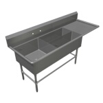 John Boos 3PBPS32244-1D24R - Three Compartment Sink, 84-3/16