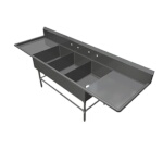 John Boos 43PB20-2D30 - Sink, 3-compartment, 123-1/4
