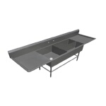 John Boos 43PBPS3224-2D24 - Three Compartment Sink, 107-3/16