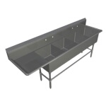 John Boos 4PB184-1D30L - Four Compartment Sink, 106 x 23-1/2 inch, (1) drainboard