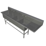 John Boos 4PB244-1D30R - Four Compartment Sink, 130 x 29-1/2 inch, (1) drainboard