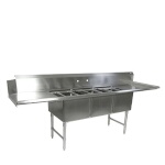 John Boos DT3PB244-2D24R - Dishtable with (3) Pot Sinks, 121-5/8
