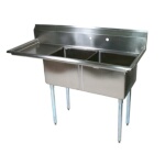 John Boos E2S8-1620-12L18 - Two Compartment Sink, 52-1/2 x 25-1/2 inch, (1) drainboard