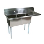 John Boos E2S8-1620-12R18 - Two Compartment Sink, 52-1/2 x 25-1/2 inch, (1) drainboard