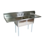 John Boos E2S8-18-12T18 - Two Compartment Sink, 72 x 23-1/2 inch, (2) drainboards