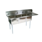 John Boos E3S8-1014-10R15 - Three Compartment Sink, 47-1/2 x 19-1/2 inch, (1) drainboard