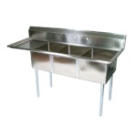 John Boos E3S8-15-14L15 - Three Compartment Sink, 62-1/2 x 20-1/2 inch, (1) drainboard