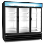 Kelvinator KCHGM72F - Freezer Merchandiser, three-section, 72 cubic feet, (3) glass doors, black exterior