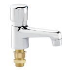 Krowne 14-544L - Self-Closing Metering Faucet, single-deck mount, fixed spout, polished chrome finish