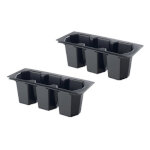 Krowne 30-502 - (2) 3 Compartment Bottle Wells for Ice Bins, ABS plastic, black